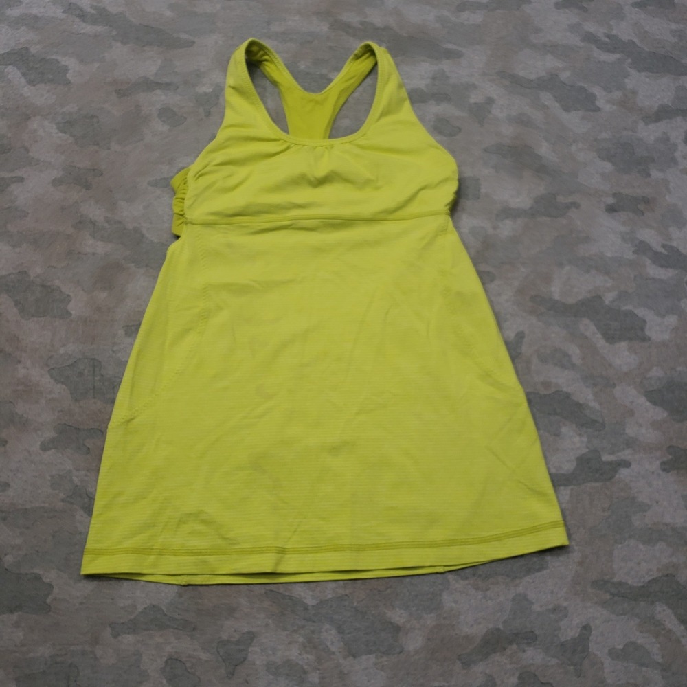 Lululemon Tank Top Womens 6 Yellow Racerback Built-in Bra Sleeveless